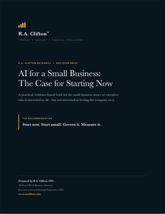 Cover of the decision brief: AI for a Small Business, The Case for Starting Now